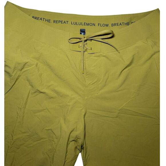Lululemon Current State Board Short Swim Trunks Front Tie Mustard Yellow Size 38 - Picture 4 of 12
